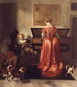 OCHTERVELT, Jacob A Woman Playing a Virgind,AnotherSinging and a man Playing a Violin china oil painting artist